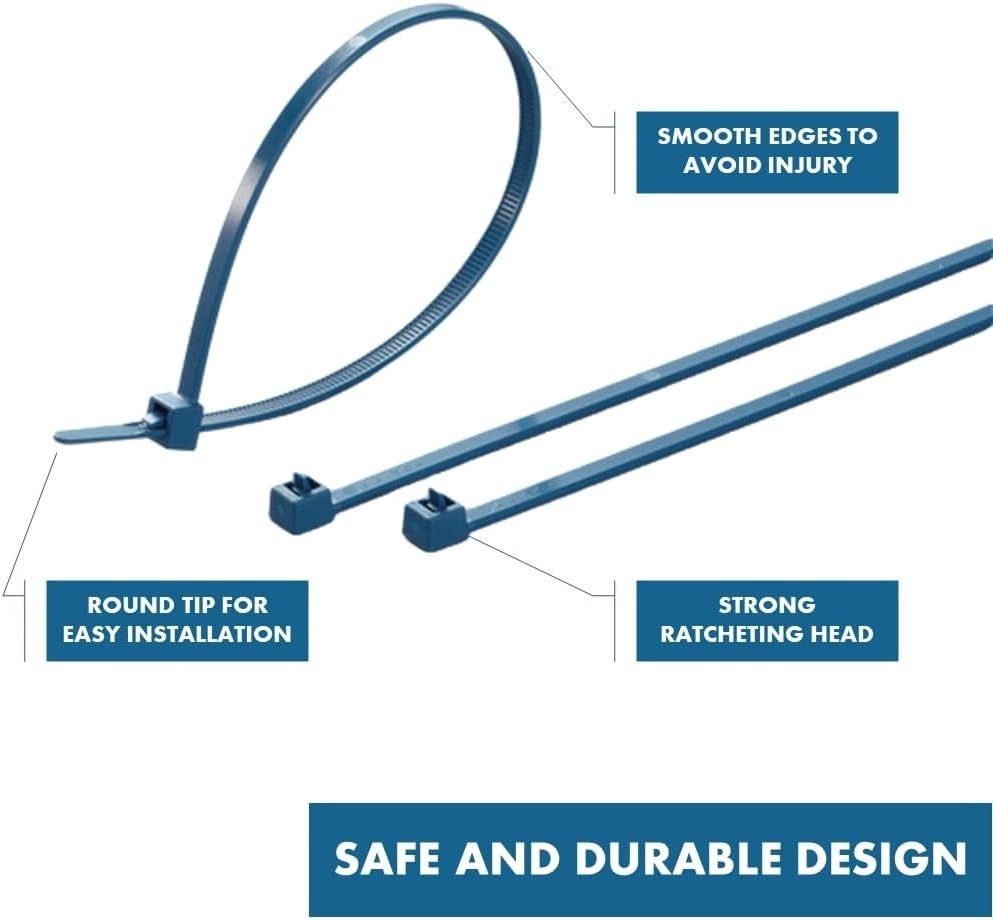 Metal Detectable Blue Zip Ties 100 Pcs 8 Inch, 50 Lbs Tensile Strength, Iron …