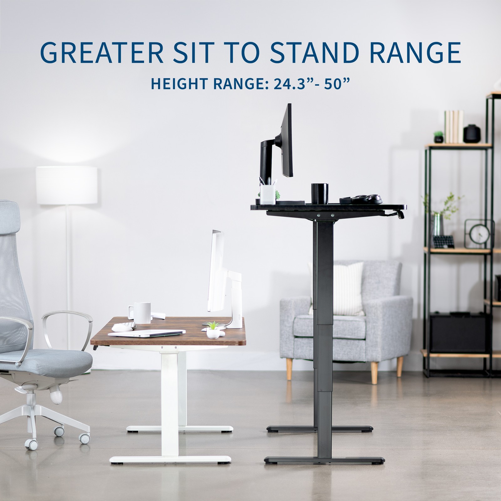 VIVO Electric 63″ x 32″ Stand Up Desk, White Table Top, Black Frame