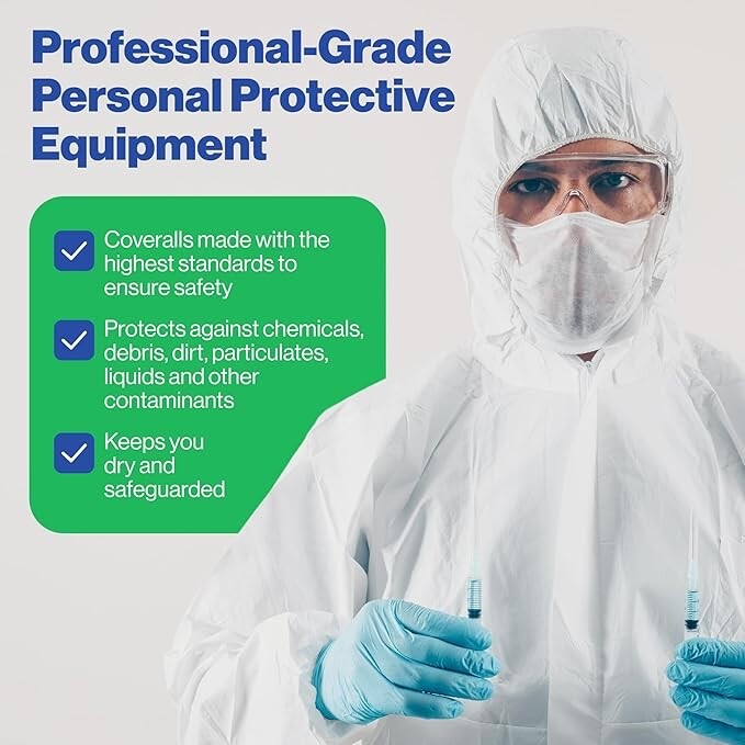 2PCS Disposable Full Body Coverall Suit Protective Isolation Coveralls