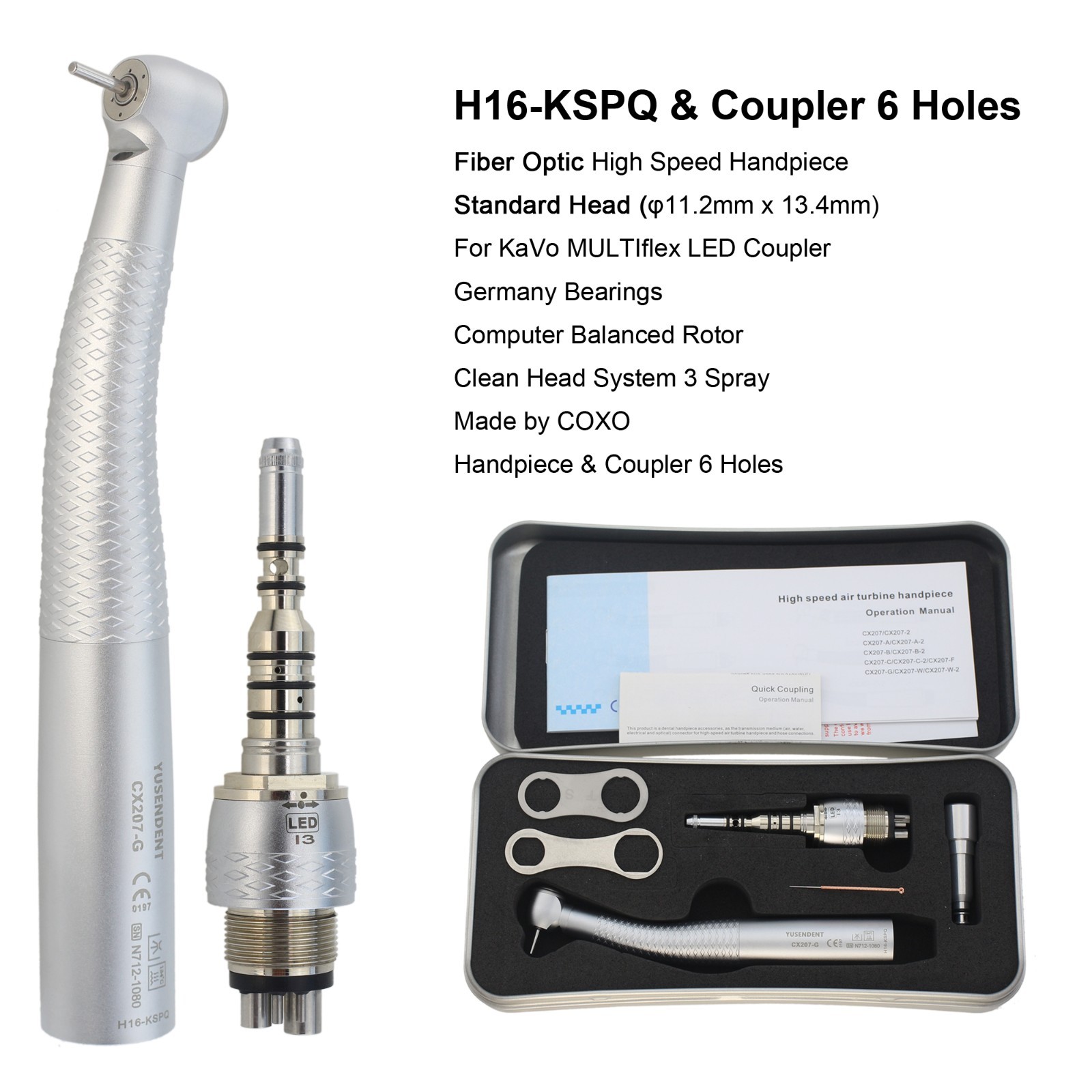 COXO Dental Handpiece Fiber Optic High Speed Turbine For KaVo MULTIflex Coupler