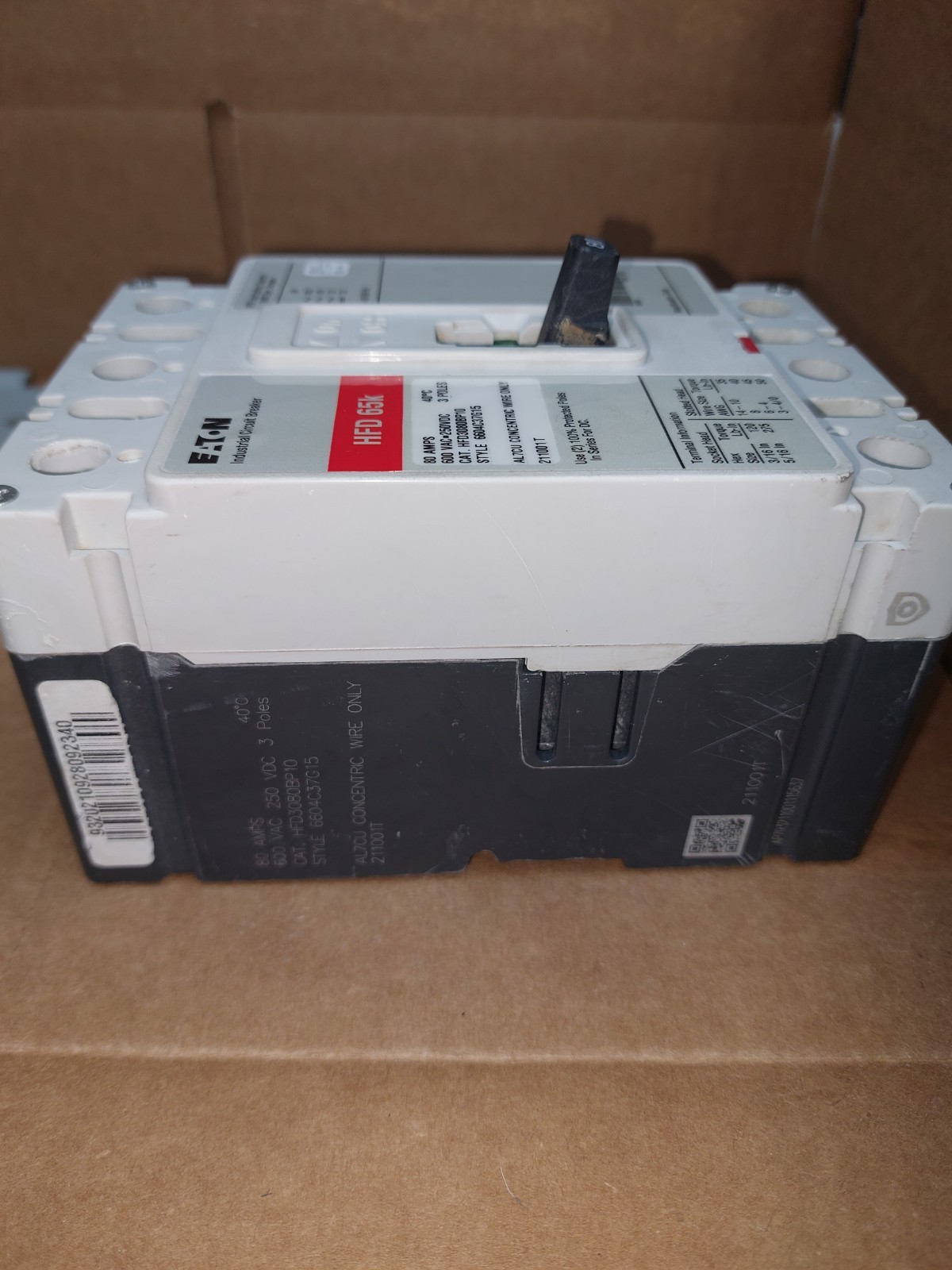 EATON BREAKER HFD3080 3 POLE 480V-240V FOR PRL3-PRL4 BOLT IN PANELBOARDS (1PC)