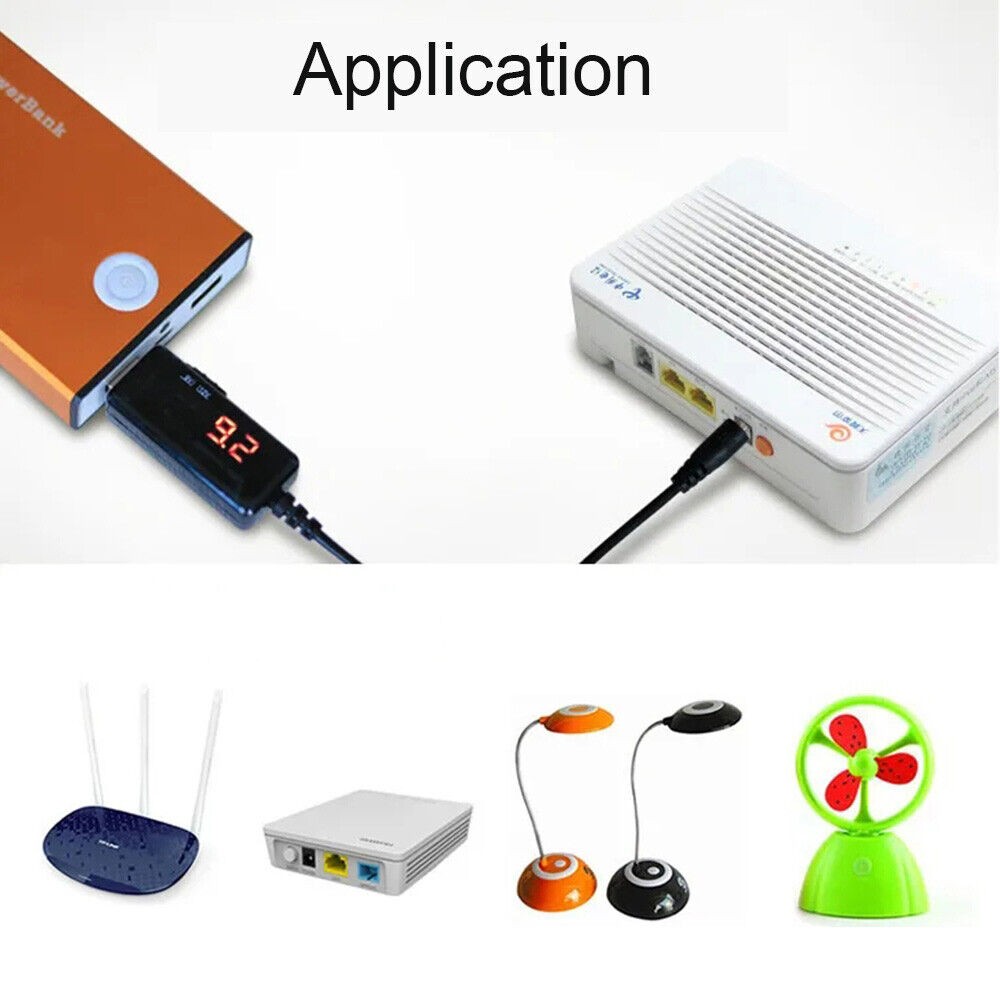 5V USB to DC 9V 12V Step-Up Converter Boost Cable Power Supply for Router+8 Plug