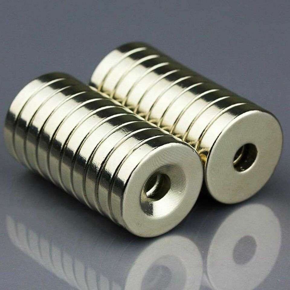 10/30/50Pcs Strong Countersunk Ring Magnets Hole 5mm Rare Earth Neodymium 25*3mm