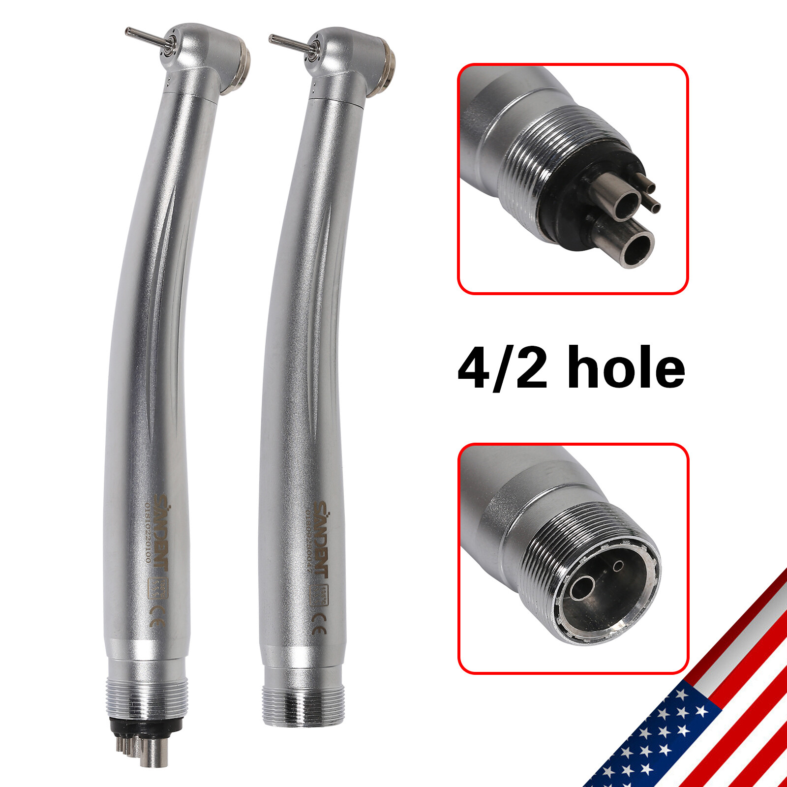 USA SANDENT NSK Style Dental High/Fast Speed Air Turbine Handpiece Push 2/4Holes