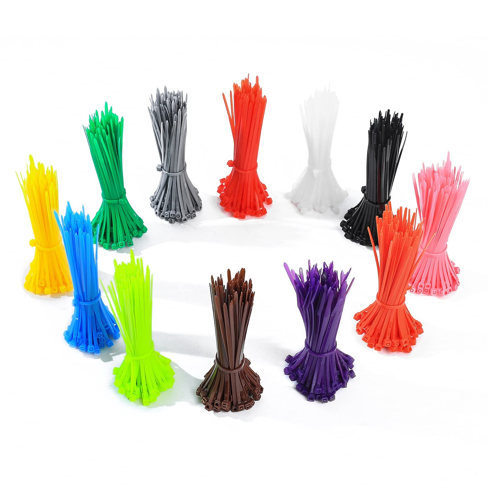 1200 Pcs Mixed Colored Zip Ties 4 Inch Multicolor Self-Locking Nylon Cable Zip