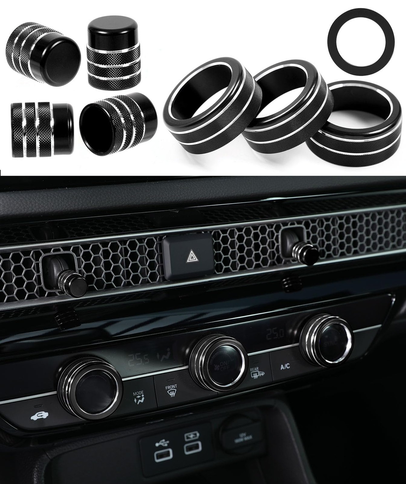 Car Interior Knob Cover Kit, Compatible with Honda Civic 2022-2026, CRV 2023-…
