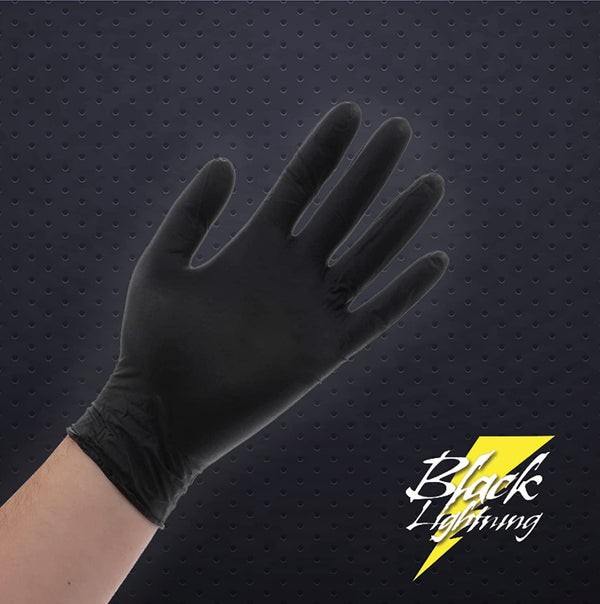 Black Lightning 6 mil Disposable Powder-Free Nitrile Exam Gloves – Black, 1000