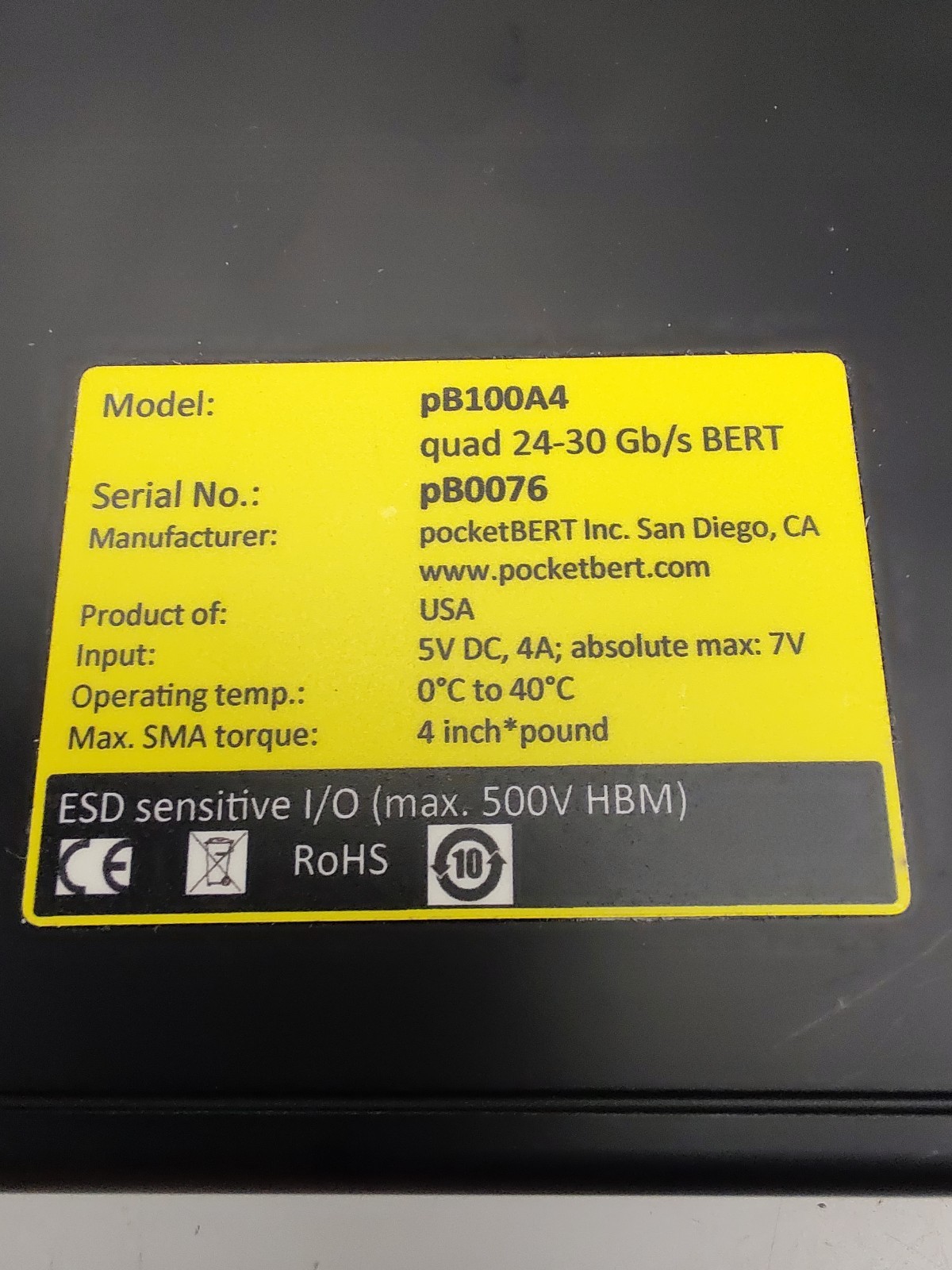 pocketBert pB100A4 Quad 24-30 Gb/s BERT Test equipment pB0076