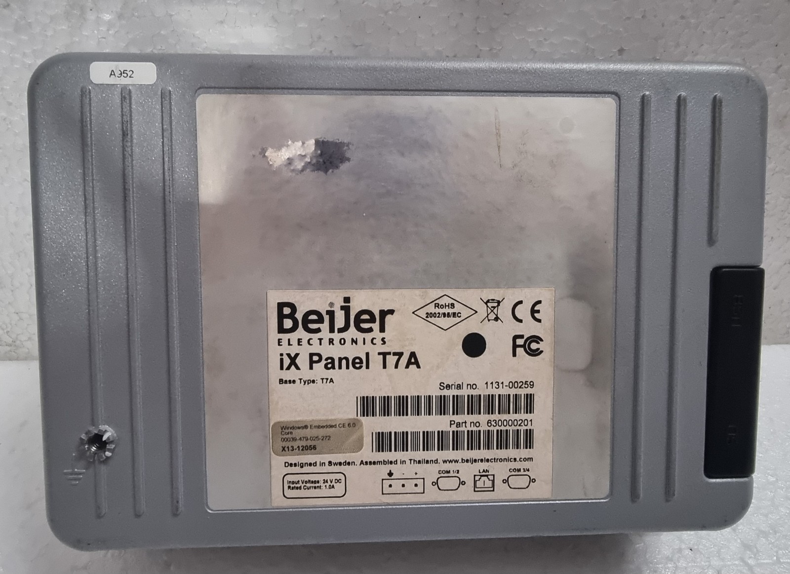 BEIJER ELECTRONICS IX PANEL T7A PART NUMBER : 630000201 HMI DISPLAY